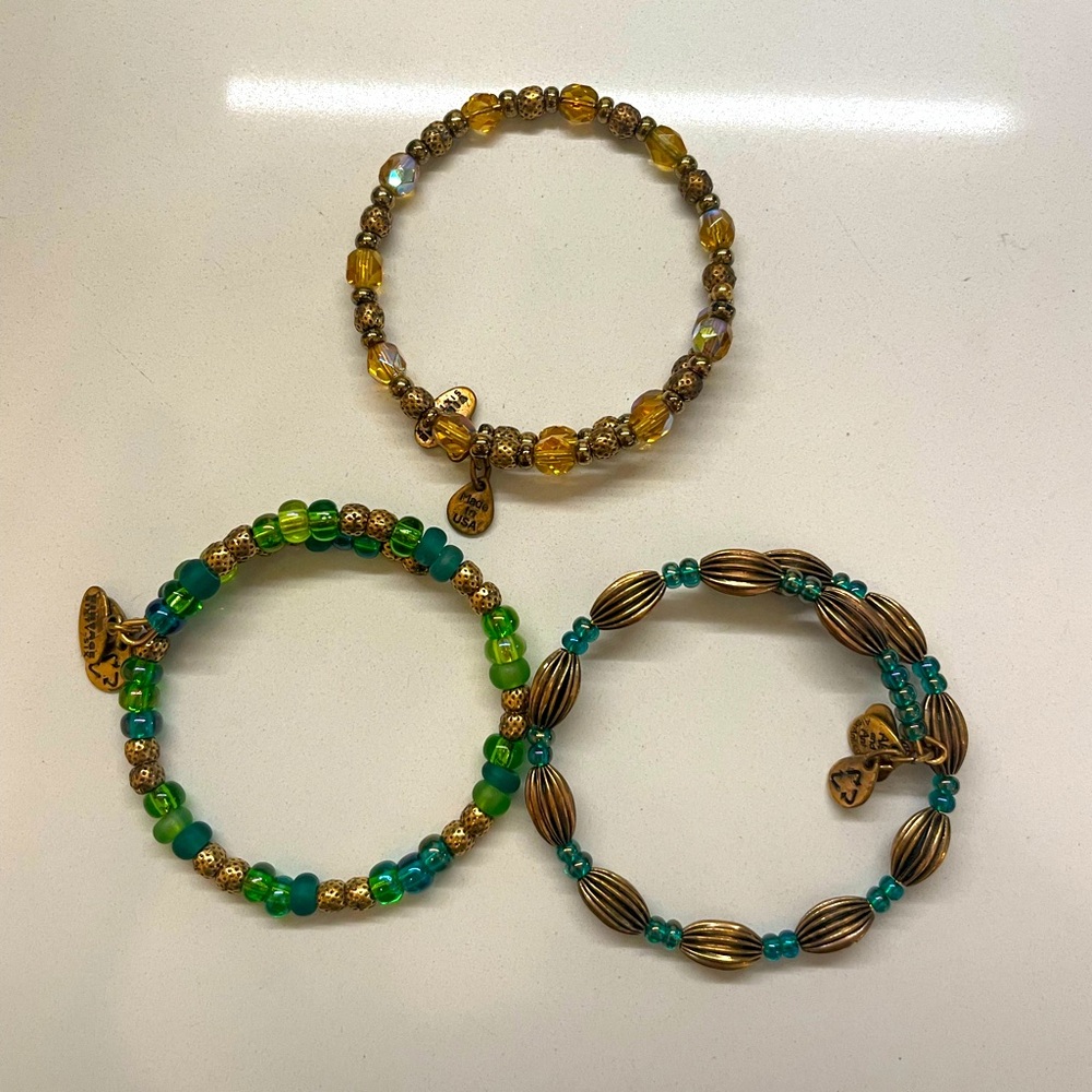 Alex & Ani multicolored beaded bracelets (3)